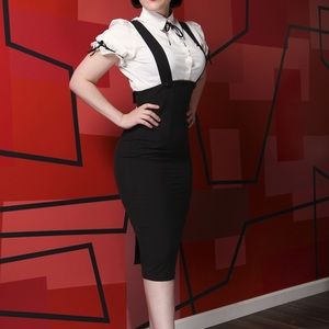 Bettie Page Pinafore Pencil Skirt & Shirt